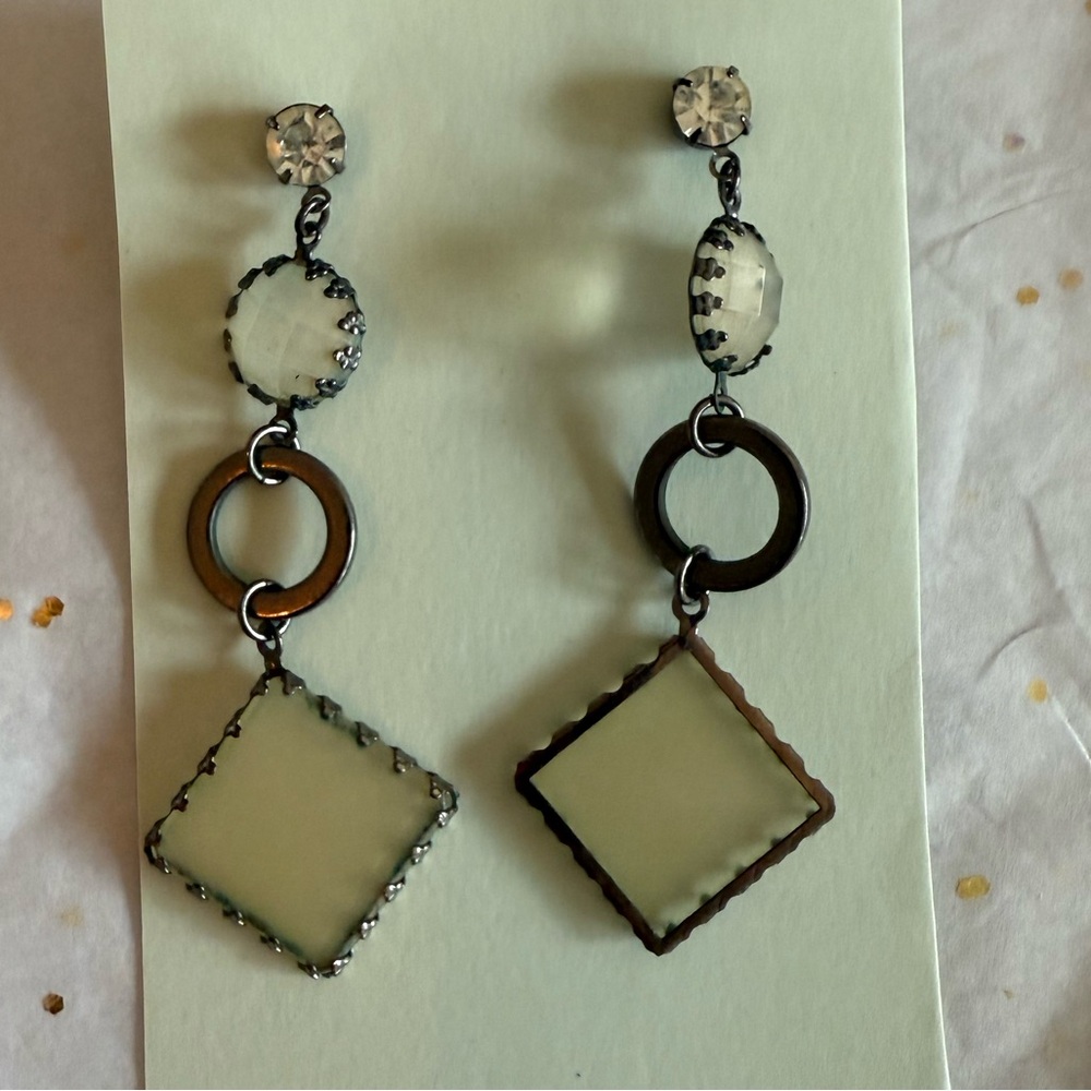 Elegant Cream and Silver Dangle Earrings